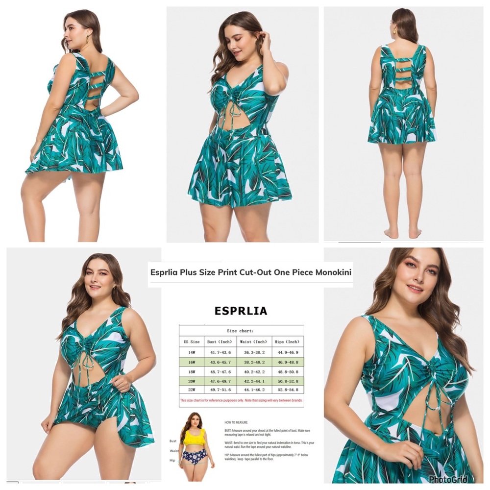 Esprlia 5XL plus size cut out one piece monokini swim dress NWOT